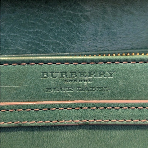 Burberry Blue Label Leather Wallet Lime Green Nova Check Lined Japan Luxury - Picture 9 of 17